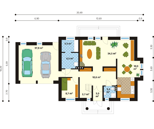 Projekt domu Ballada - rzut parteru