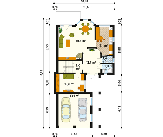 Projekt domu Baśka - rzut parteru