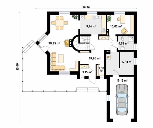 Projekt domu Batuta 2 - rzut parteru