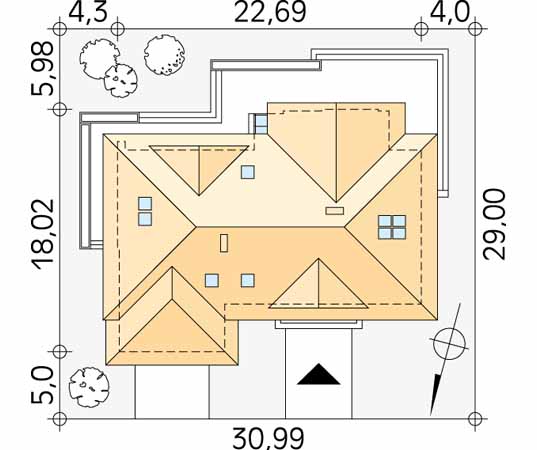 Projekt domu Bazalt - usytuowanie na działce
