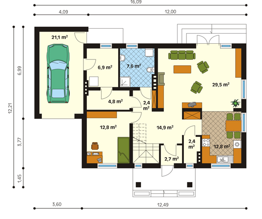 Projekt domu Bemol 3 - rzut parteru