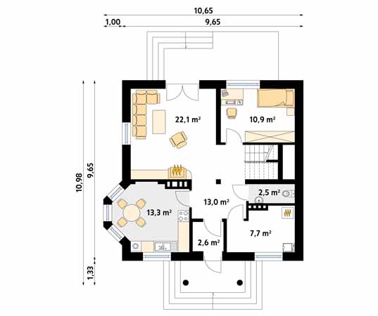 Projekt domu Berberys - rzut parteru