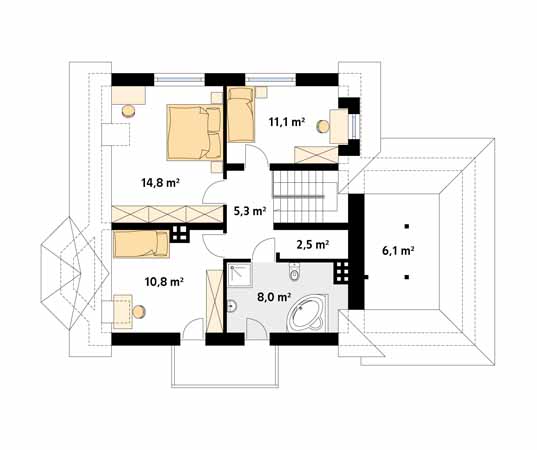 Projekt domu Berberys 2 - rzut poddasza
