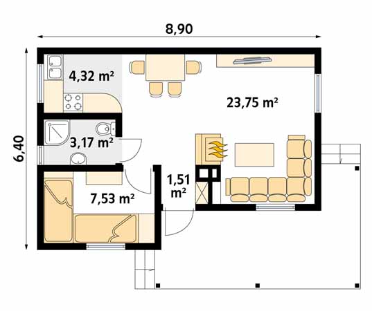 Projekt domu Best 3 dr-S - rzut parteru