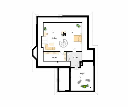 Projekt domu Beta 3 - rzut poddasza