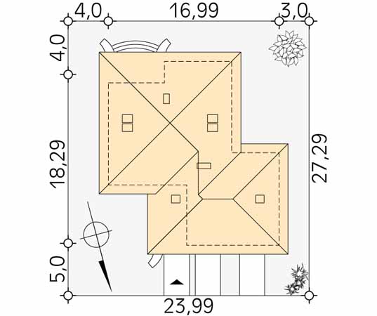 Projekt domu Beta 4 - usytuowanie na działce