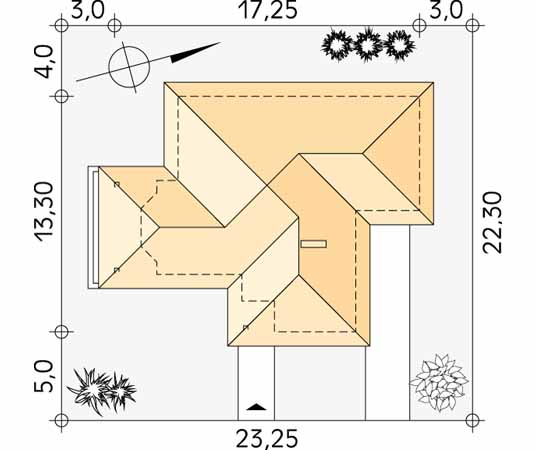 Projekt domu Bezan - usytuowanie na działce