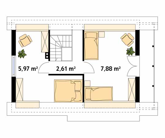 Projekt domu Biedronka bal - rzut poddasza