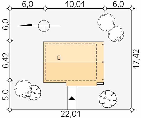 Projekt domu Biedronka dr-S - usytuowanie na działce