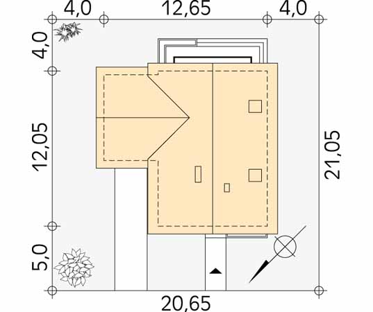 Projekt domu Bluszcz - usytuowanie na działce