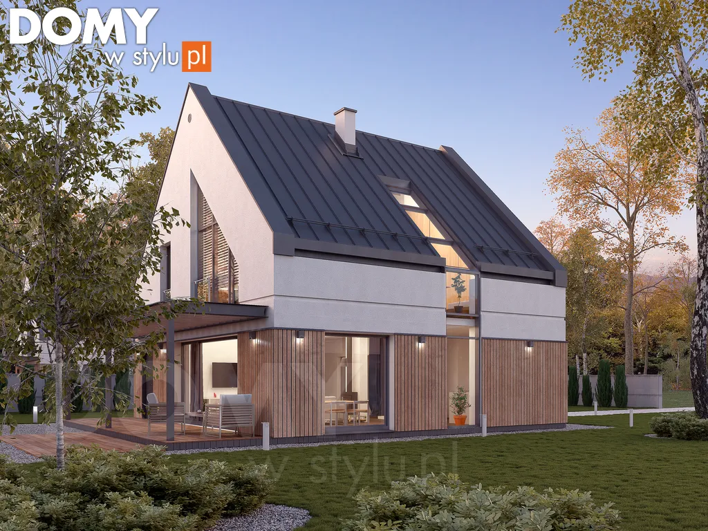 Nowoczesny projekt domu z poddaszem Bogatka - wizualizacja frontowa