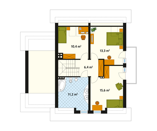 Projekt domu Boguśka - rzut poddasza