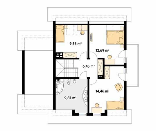 Projekt domu Boguśka dr-T - rzut poddasza