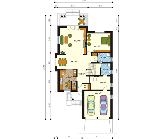 Projekt domu Bora 2 - rzut parteru