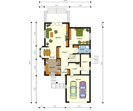 Projekt domu Bora 3 - rzut parteru