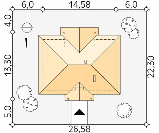 Projekt domu Borówka 2 dr-S - usytuowanie na działce