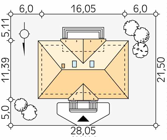 Projekt domu Borówka 3 bal - usytuowanie na działce