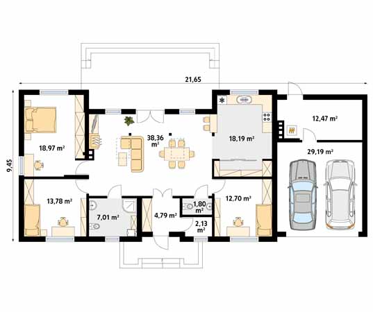 Projekt domu Borówka 7 bal - rzut parteru