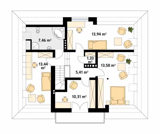 Projekt domu Boston 2 - rzut poddasza