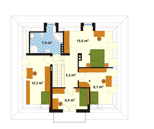 Projekt domu Boston 3 - rzut poddasza