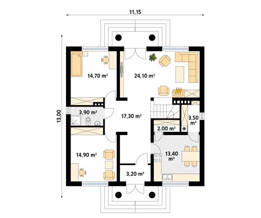 Projekt domu Brawo - rzut parteru