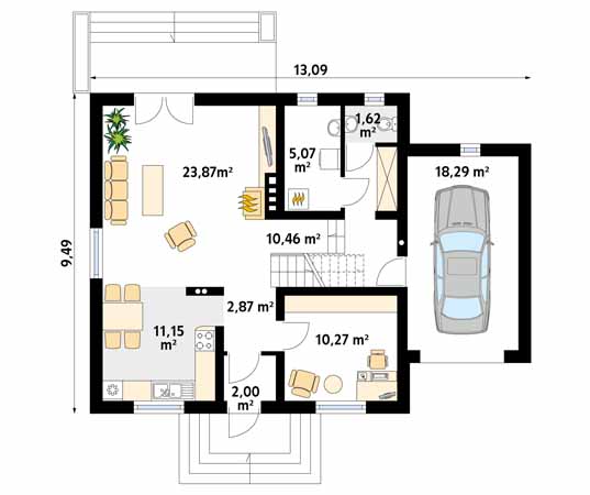Projekt domu Bryza 2 - rzut parteru