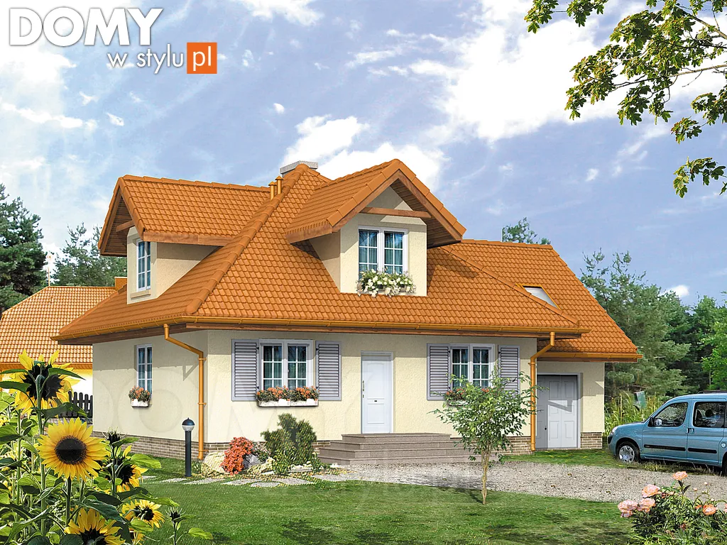 Projekt domu z poddaszem Bryza 2 - wizualizacja frontowa