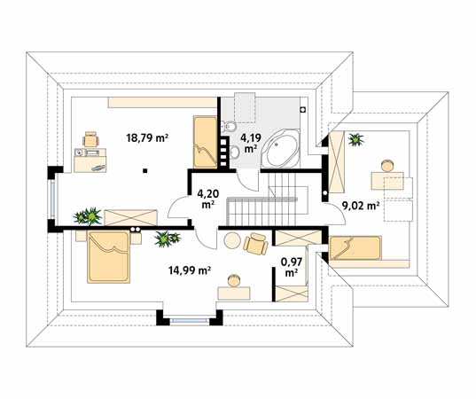 Projekt domu Bryza 3 - rzut poddasza