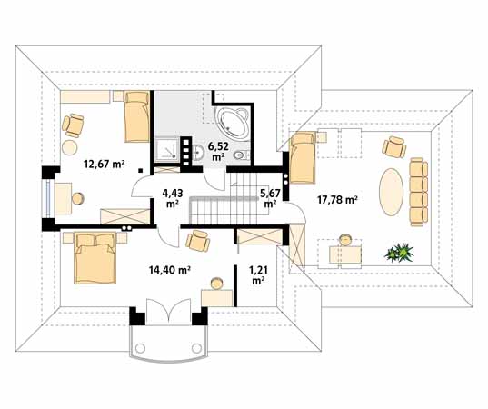 Projekt domu Bryza 4 - rzut poddasza