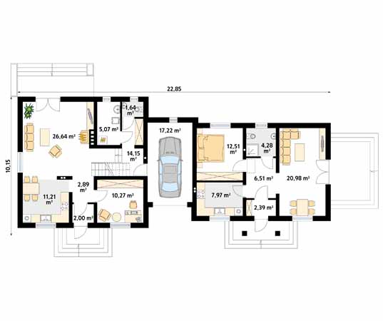 Projekt domu Bryza 5 - rzut parteru