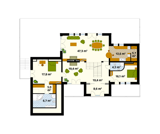Projekt domu Brzask - rzut parteru