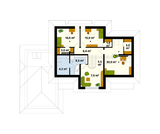 Projekt domu Brzask - rzut poddasza