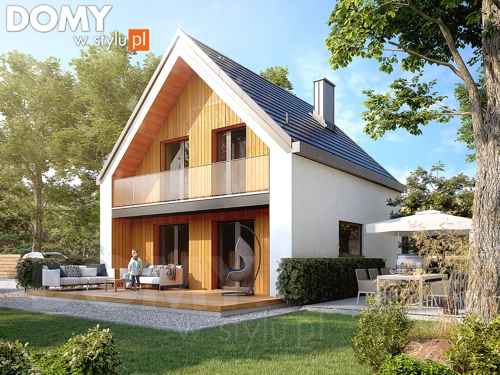 Nowoczesny projekt domu z poddaszem Brzdąc - wizualizacja frontowa