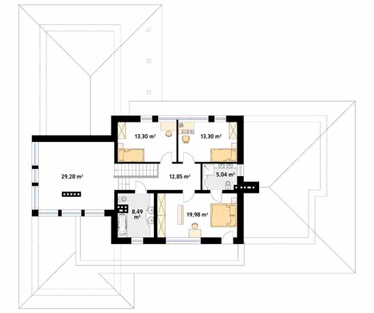 Projekt domu Bursztyn - rzut piętra