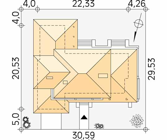Projekt domu Bursztyn - usytuowanie na działce