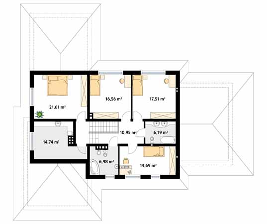 Projekt domu Bursztyn 2 - rzut piętra