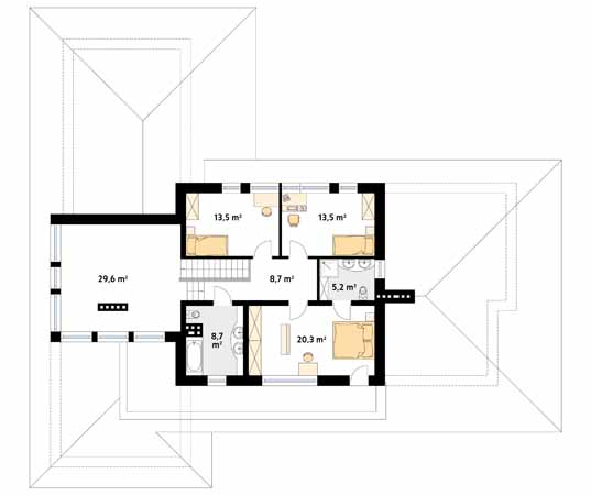 Projekt domu Bursztyn 3 - rzut piętra