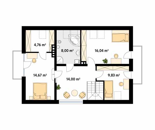 Projekt domu Calineczka 2 - rzut poddasza