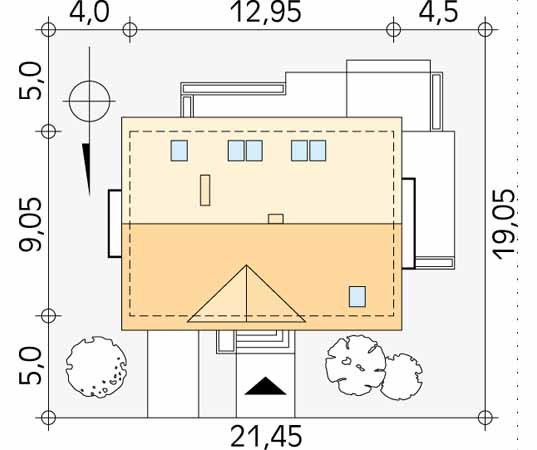 Projekt domu Calineczka 2 - usytuowanie na działce