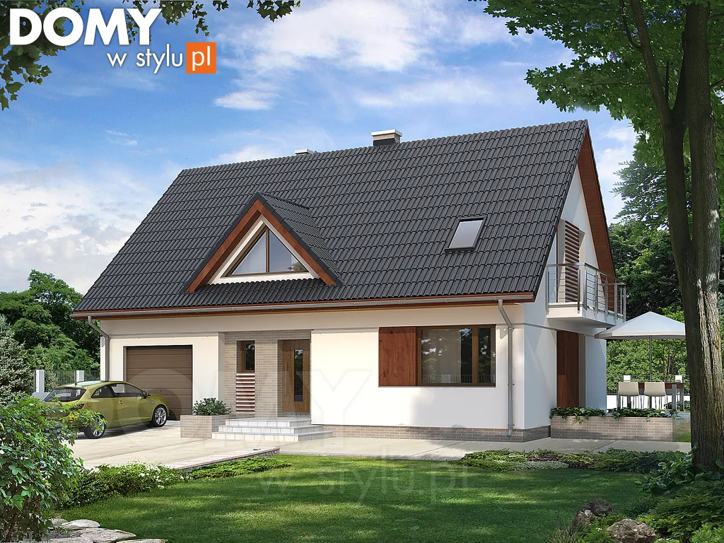 Projekt domu z poddaszem Calineczka 2 - wizualizacja frontowa