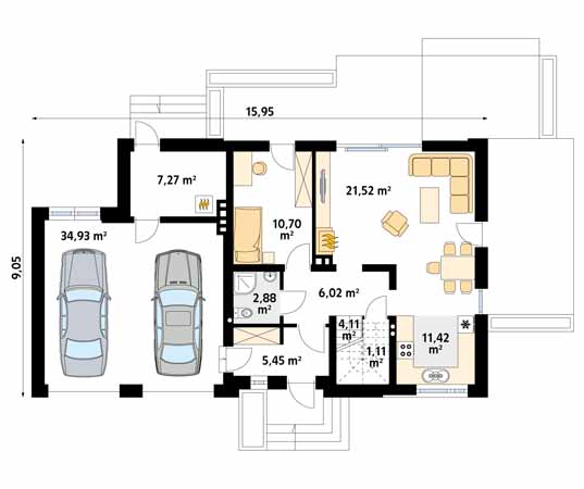 Projekt domu Calineczka 4 - rzut parteru