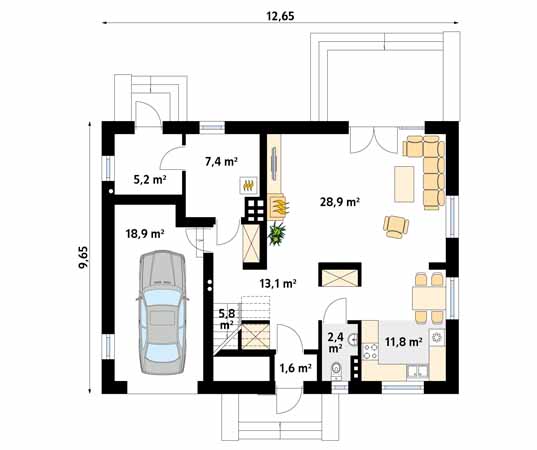 Projekt domu Carmen - rzut parteru