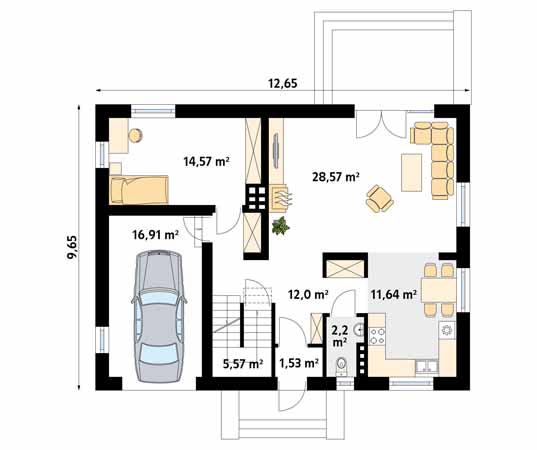 Projekt domu Carmen 3 - rzut parteru