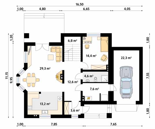 Projekt domu Caro - rzut parteru