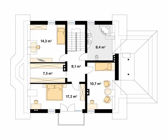 Projekt domu Caro - rzut poddasza