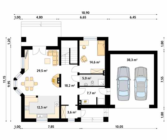 Projekt domu Caro 3 - rzut parteru