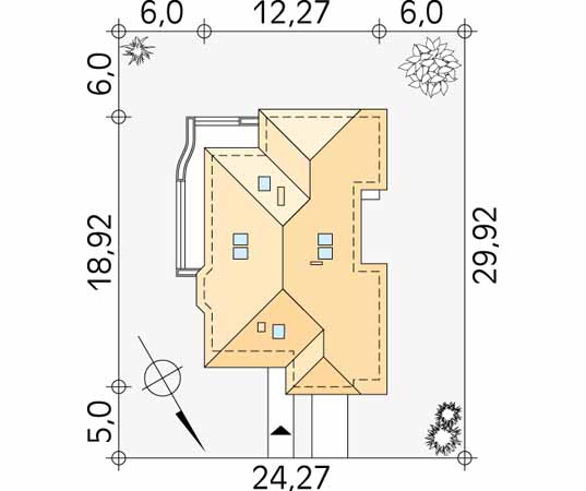 Projekt domu Cedr dr-S - usytuowanie na działce