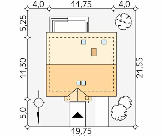 Projekt domu Chaber - usytuowanie na działce