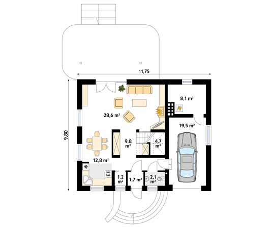 Projekt domu Chaber 3 - rzut parteru