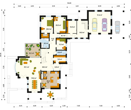 Projekt domu Cis - rzut parteru